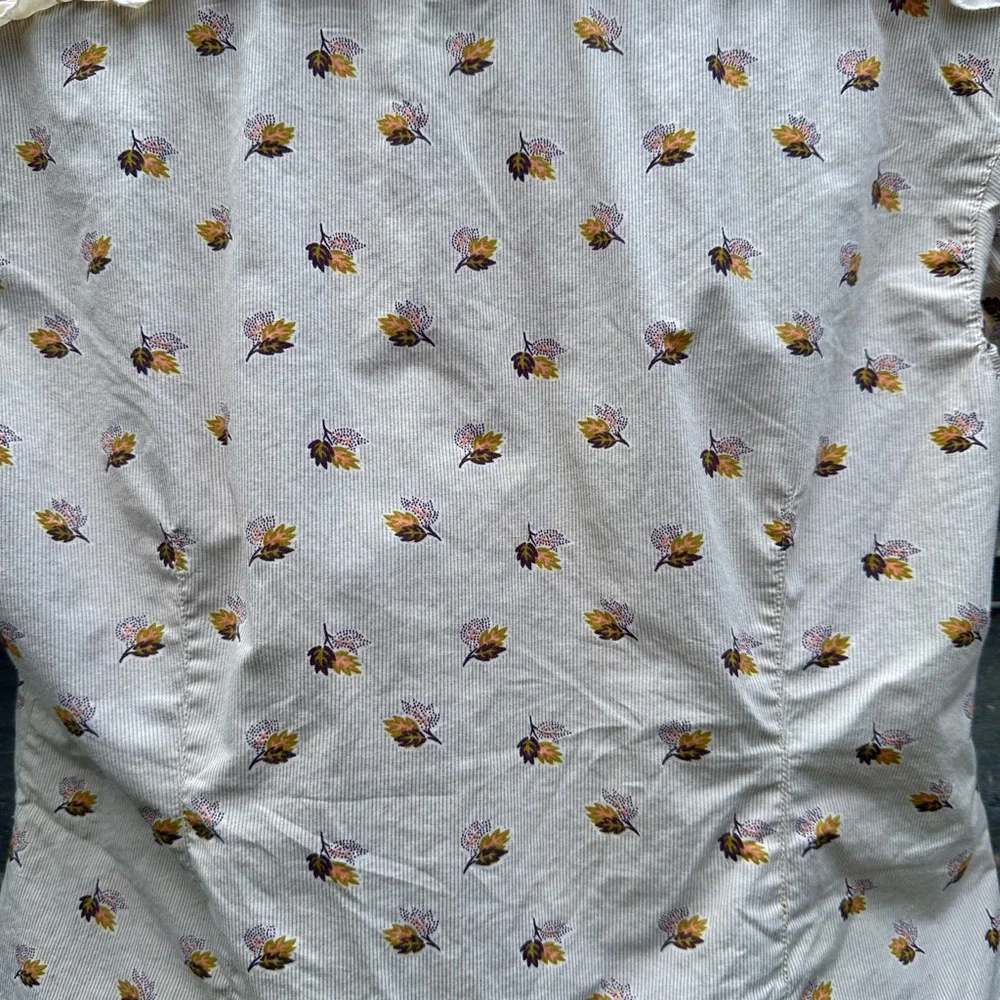 Free People Tiny Floral Bouquets Puff Sleeve Button Down Shirt- size 2